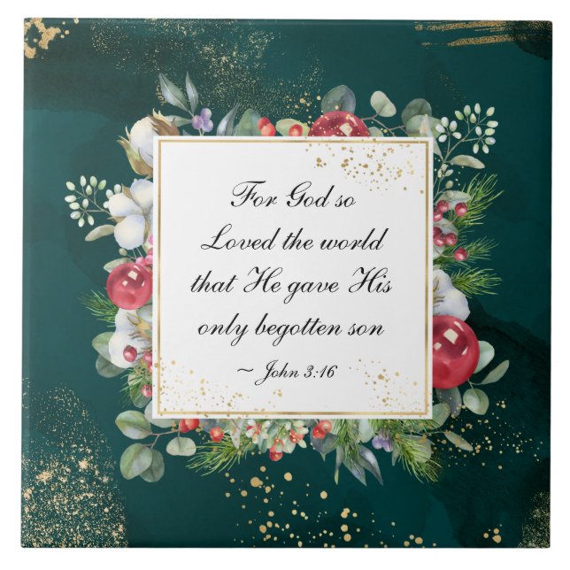 Azulejo De Cerâmica John.3:16 Deus tão Amado do Mundo, Natal (Frente)