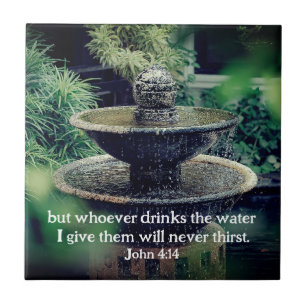 Azulejo De Cerâmica John 4:14 Quem bebe a água que dou Bíblia