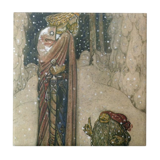 Azulejo De Cerâmica John Bauer - princesa e troll (Frente)