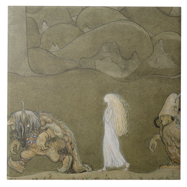 Azulejo De Cerâmica John Bauer - princesa e troll (Frente)