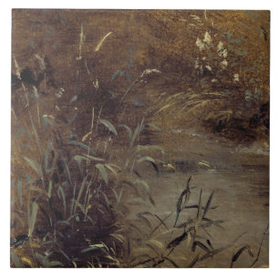 Azulejo De Cerâmica John Constable Rushes por Piscina, c.1821 (óleo