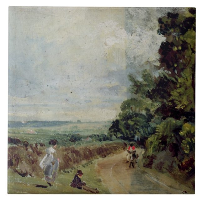 Azulejo De Cerâmica John Constable | uma estrada secundária com (Frente)