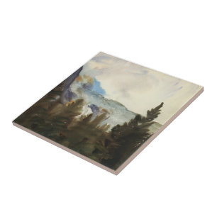 Azulejo De Cerâmica John Sargent: Abeto de Purtud e montanhas da neve