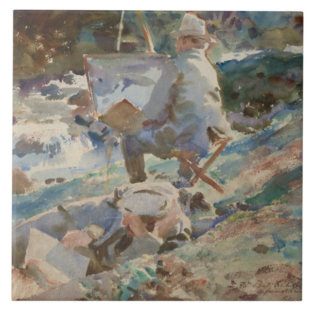 Azulejo De Cerâmica John Singer Sargent - Um Artista em Sua Easel (Frente)