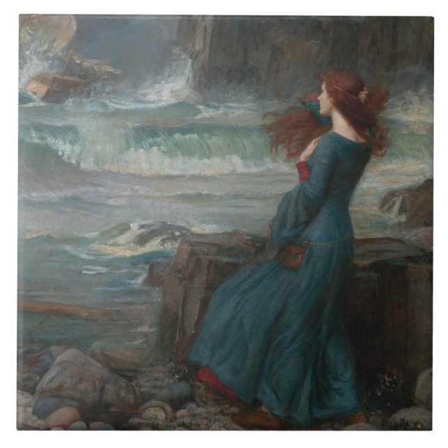 Azulejo De Cerâmica John William Waterhouse - Miranda - a tempestade (Frente)