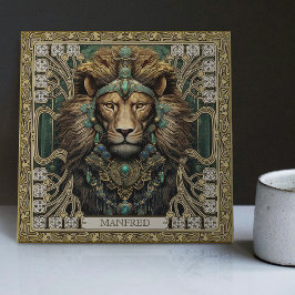 Azulejo De Cerâmica Joias Tribais do Leão Espírito Personalizado