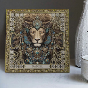 Azulejo De Cerâmica Joias Tribais do Leão Espiritual Personalizadas