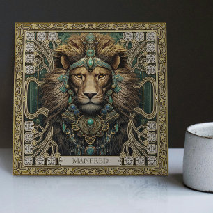 Azulejo De Cerâmica Joias Tribais do Leão Espiritual Personalizadas