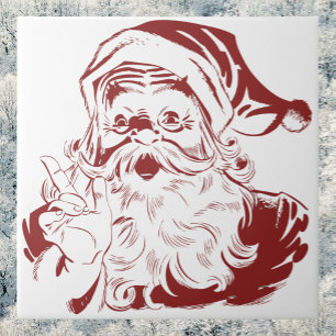 Azulejo De Cerâmica Jolly Papai Noel em Red Fun Retro Feliz Natal