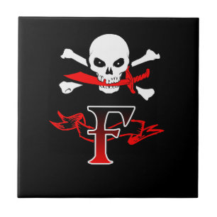 Azulejo De Cerâmica Jolly Roger F Monograma Inicial