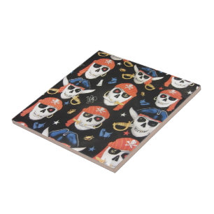 Azulejo De Cerâmica Jolly Roger Pirate Skulls