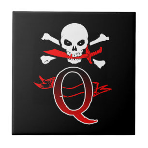 Azulejo De Cerâmica Jolly Roger Q Monograma Inicial