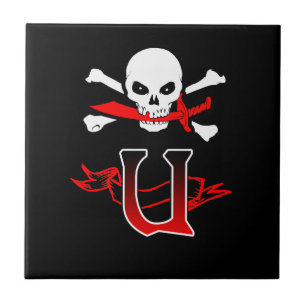Azulejo De Cerâmica Jolly Roger U Monograma Inicial