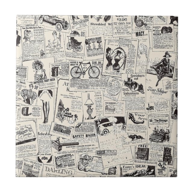 Azulejo De Cerâmica Jornal Vintage (Frente)