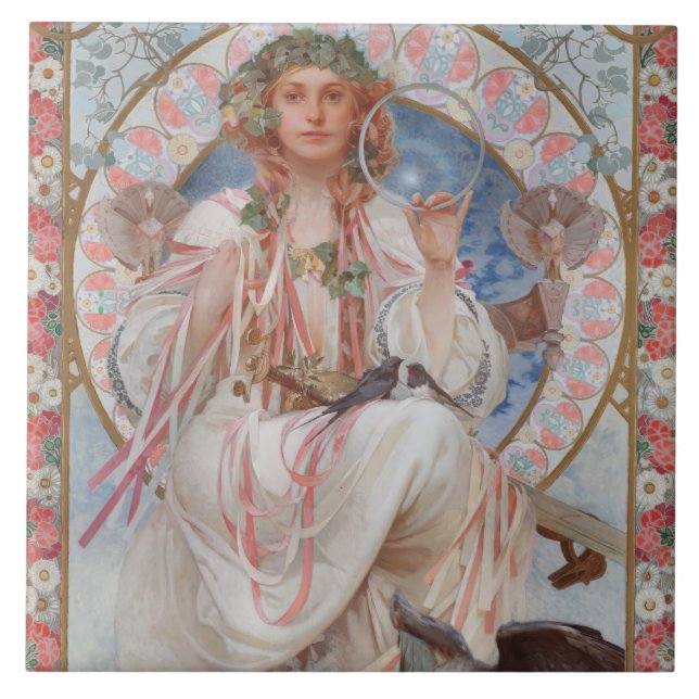 Azulejo De Cerâmica Josephine Crane Bradley como Lavia por Alphonse Mu (Frente)