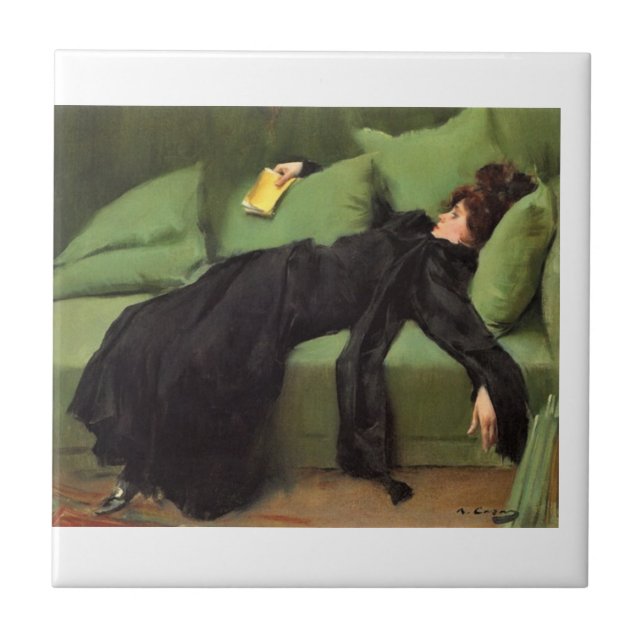 Azulejo De Cerâmica Jovem Decadente Após A Dança (Frente)