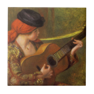 Azulejo De Cerâmica Jovem Espanhola com uma Guitarra por Pierre Renoir