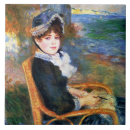 Azulejo De Cerâmica Jovem Mulher do Seashore (por Renoir)