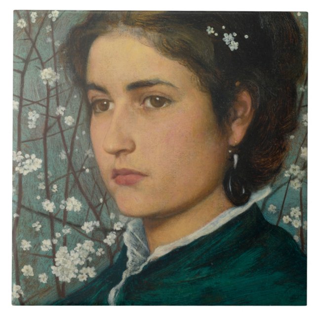 Azulejo De Cerâmica Jovens Beleza (Mulher Elegante) (Retrato feminino) (Frente)