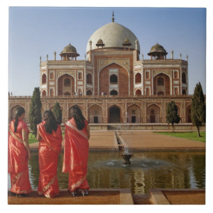 Azulejo De Cerâmica Jovens senhoras indianas e o túmulo de Humayun, Dé