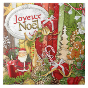 Azulejo De Cerâmica Joyeux Noel (Feliz Natal Francês)