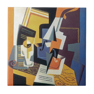 Azulejo De Cerâmica Juan Gris - Violin e Glass - Abstrato Art
