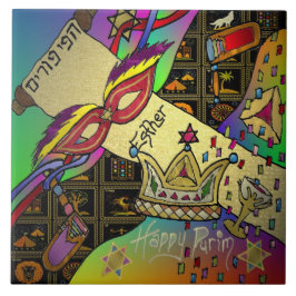 Azulejo De Cerâmica Judaica Purim Celebração da Éter Art Impressão