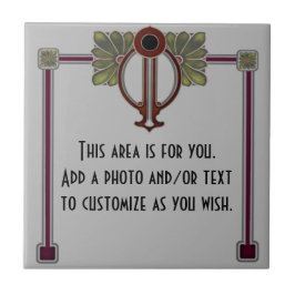 Azulejo De Cerâmica Jugendstil Art Nouveau/Deco c1900 Repro Cinza Burg