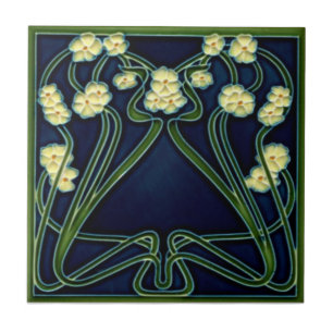 Azulejo De Cerâmica Jugendstil Art Nouveau Repro Floral Antiquado