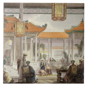 Azulejo De Cerâmica Jugglers que exibem na corte do P de um mandarino