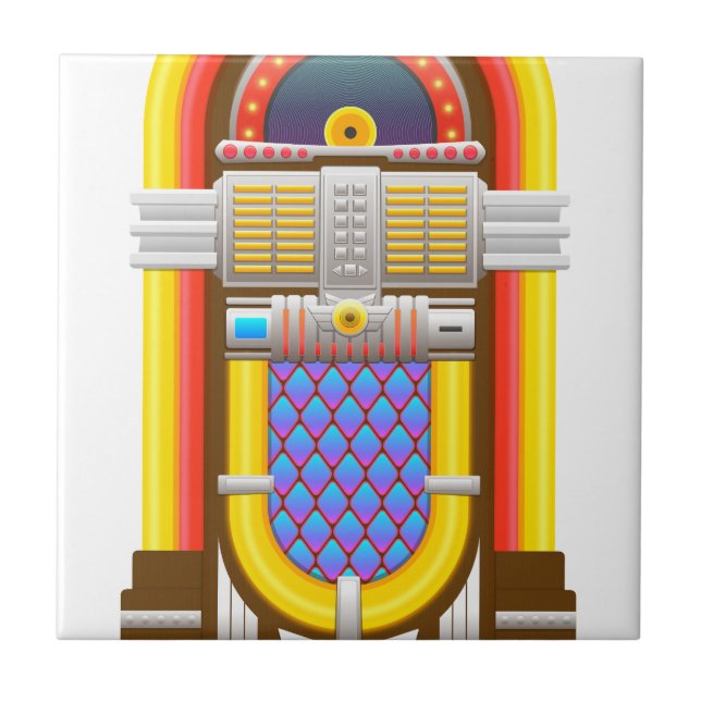 Azulejo De Cerâmica jukebox antiquada (Frente)