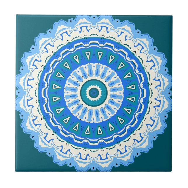 Azulejo De Cerâmica Julia Mandala Azul (Frente)