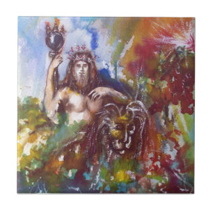 Azulejo De Cerâmica JÚPITER E LIÃO, vermelho, azul-branco