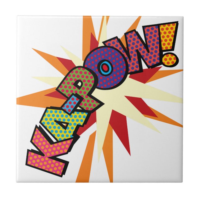 Azulejo De Cerâmica KA-POW Retro-Comic Book Pop Art (Frente)