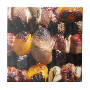 Azulejo De Cerâmica Kabobs Skewer em Barbecue Grill