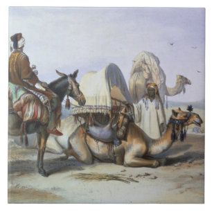 Azulejo De Cerâmica Kafila com um camelo que carrega um Hodesh,