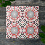 Azulejo De Cerâmica Kaleidoscópio Mosaico Colorido Padrão Chic Boho<br><div class="desc">Design de azulejo de cerâmica moderna única,  apresentando um padrão geométrico sem costura em tons de vermelho,  branco e cinza.</div>