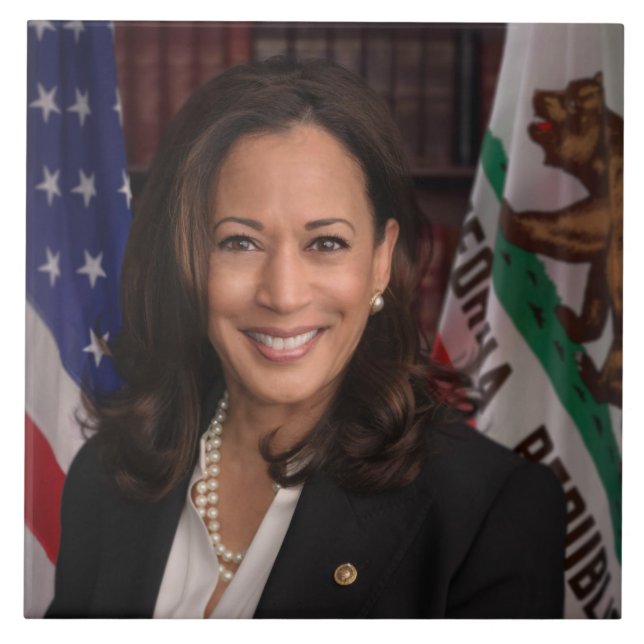 Azulejo De Cerâmica Kamala Harris Vice-Presidente dos EUA, Biden 2024 (Frente)