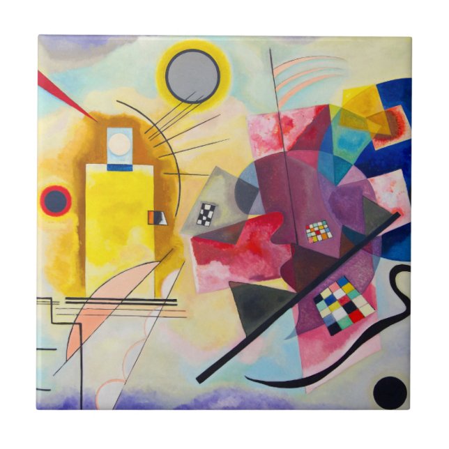 Azulejo De Cerâmica Kandinsky amarelo-vermelho-azul (Frente)