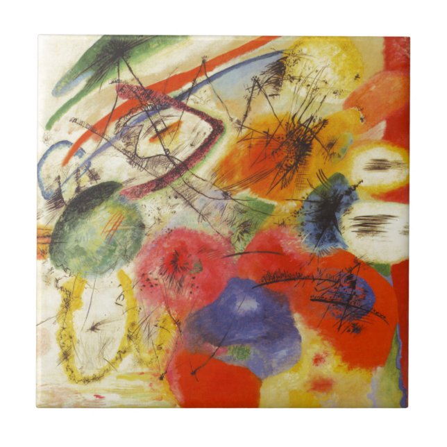 Azulejo De Cerâmica Kandinsky Black Trakes Abstrato Painting (Frente)