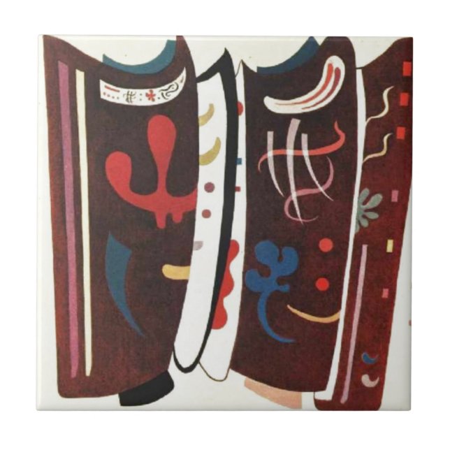 Azulejo De Cerâmica Kandinsky Brown com Abstrato suplementar (Frente)