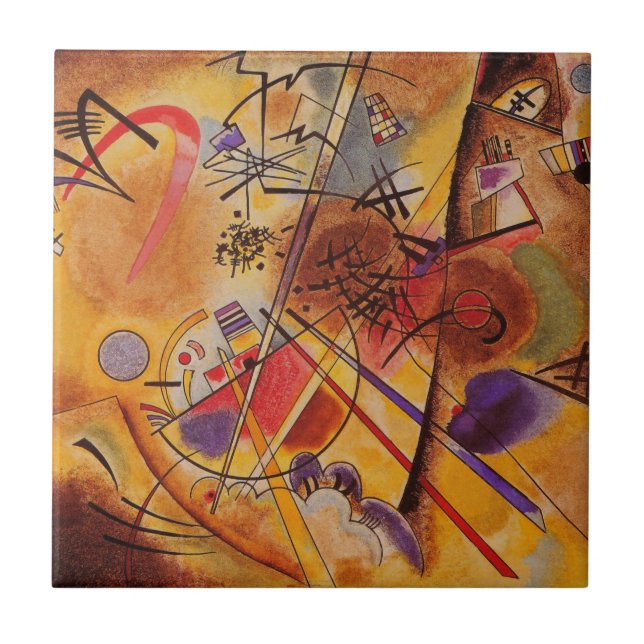 Azulejo De Cerâmica Kandinsky Brown Yellow Red Blue (Frente)