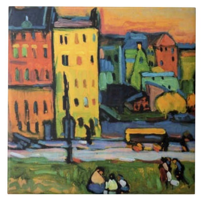 Azulejo De Cerâmica Kandinsky - Casas em Munique, (Frente)
