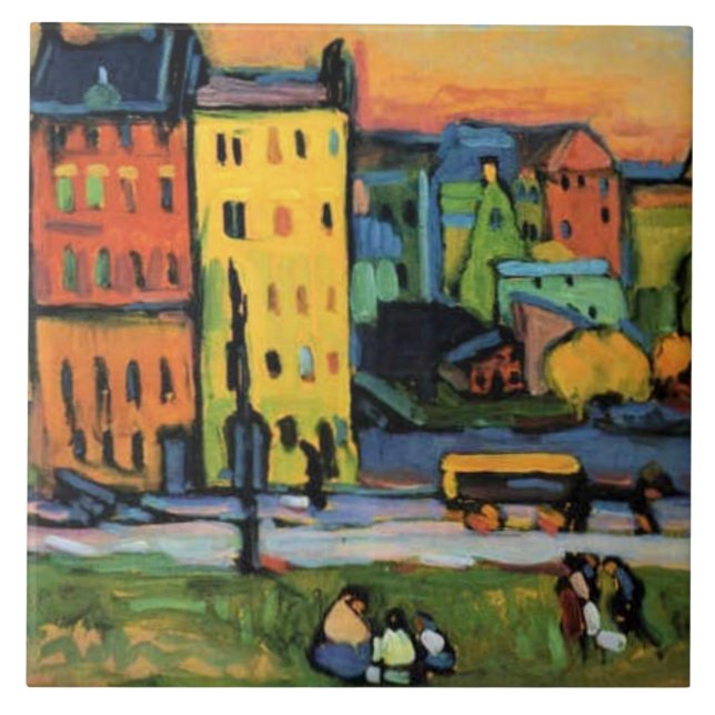 Azulejo De Cerâmica Kandinsky - Casas em Munique, (Frente)