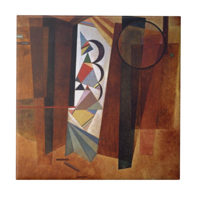 Azulejo De Cerâmica Kandinsky Development in Brown Abstrato Painting (Frente)