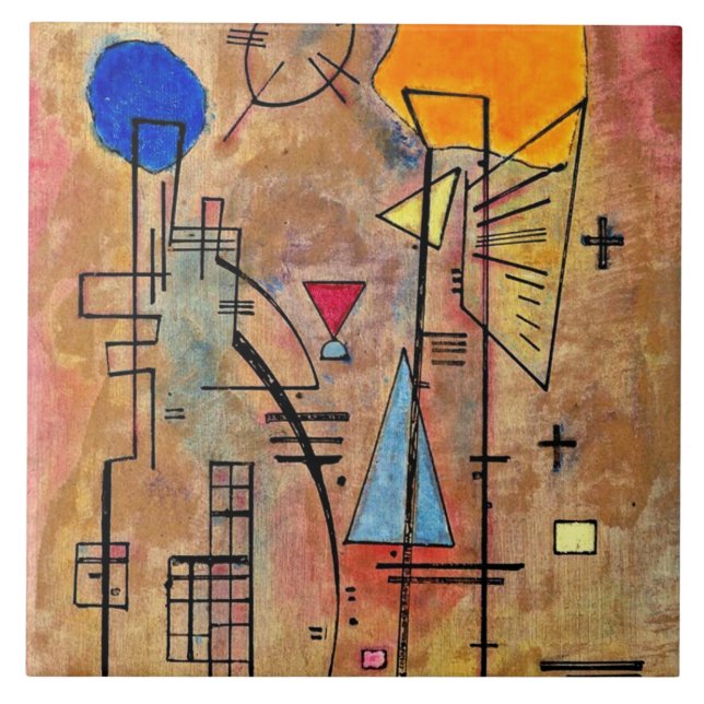 Azulejo De Cerâmica Kandinsky - Eins Zwei, famosa pintura (Frente)