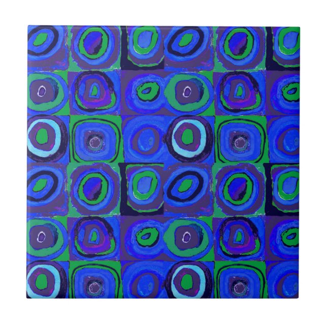 Azulejo De Cerâmica Kandinsky Farbstudie Quadrados Azuis Círculo Quadr (Frente)