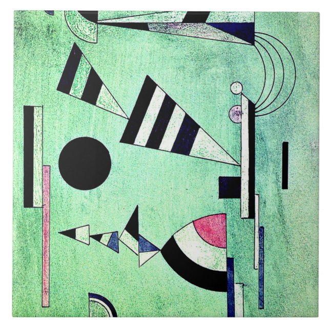 Azulejo De Cerâmica Kandinsky - Imerso em Verde (Frente)