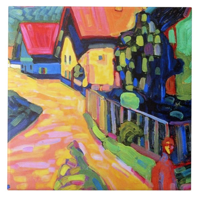 Azulejo De Cerâmica Kandinsky - Murnau Street with Women, 1908, (Frente)