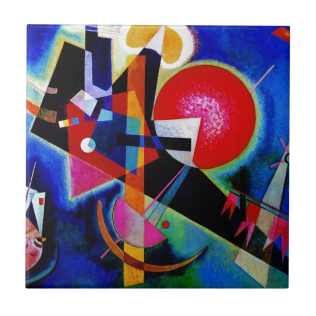 Azulejo De Cerâmica Kandinsky na pintura de Abstrato azul (Frente)